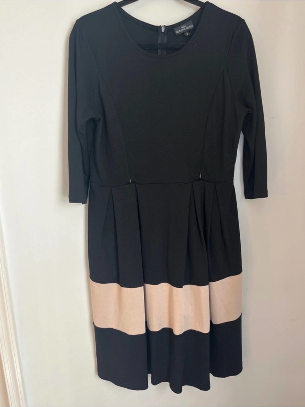 Black and Beige Nursing Queen Colorblock Fit & Flare Dress